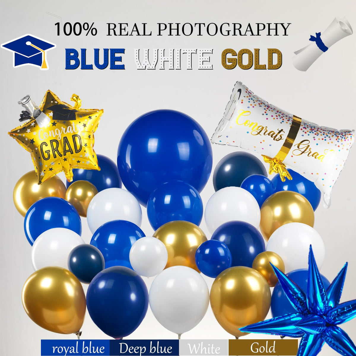 Yeewaka graduation party photos feature rich blue tones and gold accents.