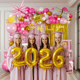 Yeewaka pink balloon arch garland creates a chic photo backdrop.