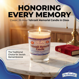 Yehuda candle with 24-26 hour burn time for dependable emergency light.
