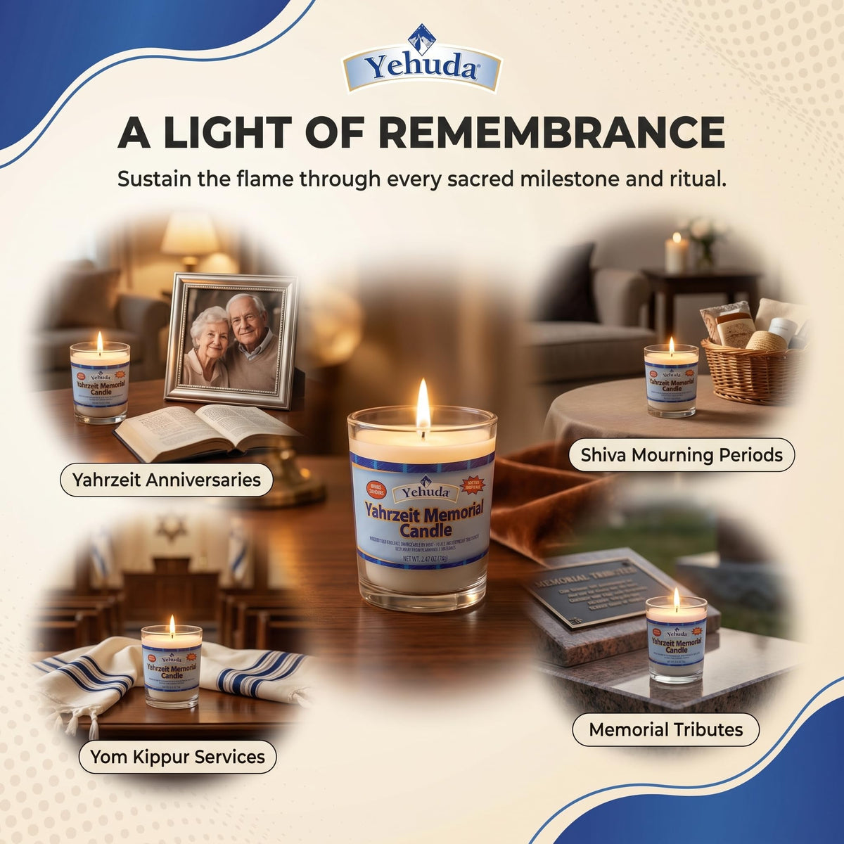 Tempered glass tumbler candle by Yehuda adds elegance to rituals.