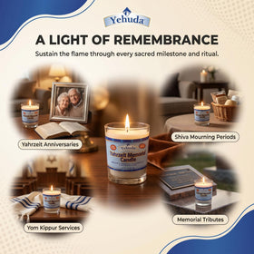 Tempered glass tumbler candle by Yehuda adds elegance to rituals.