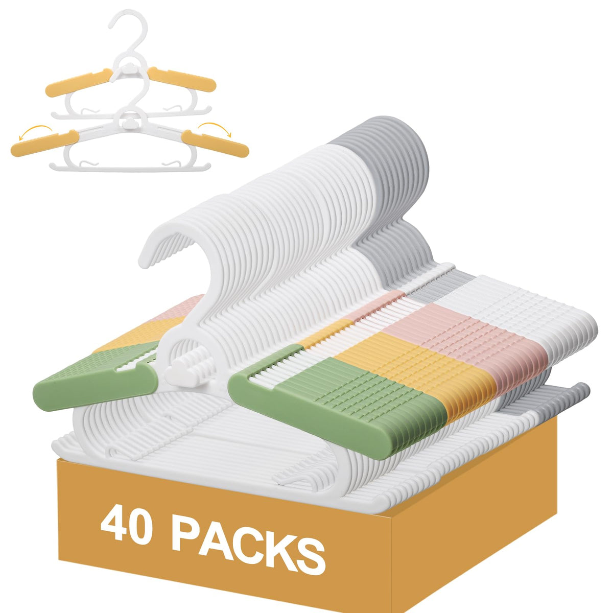YeJieYJ 40-pack adjustable non-slip baby hangers in 11-15 inch size for growing kids