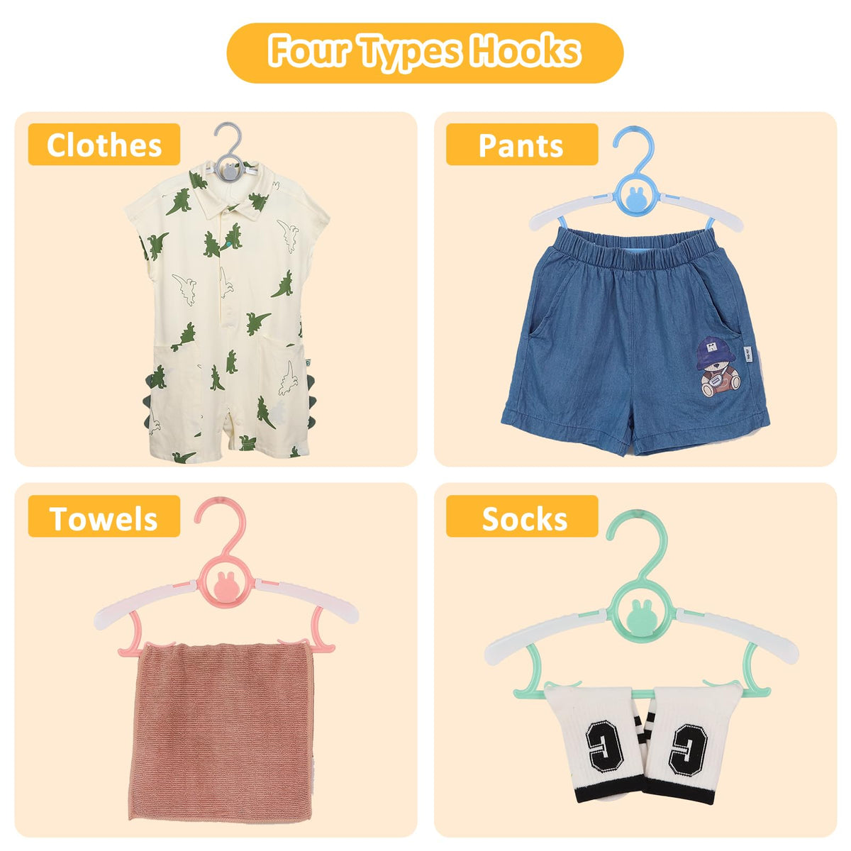 YeJieYJ bottom clips secure socks, bibs, and small items on each hanger