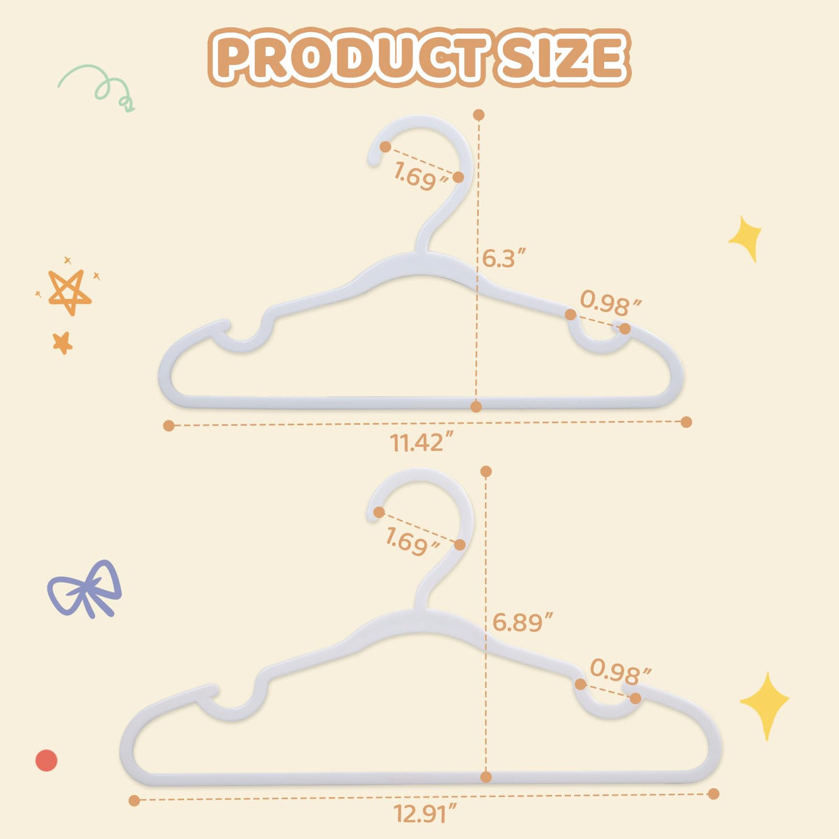 YeJieYJ child hanger, 12.91in to accommodate longer garments.