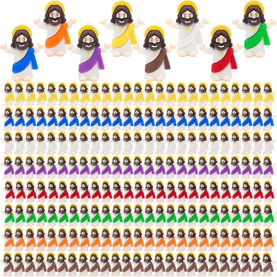 Yelakey mini Jesus figurines bulk 200-pack for church events and Easter crafts.