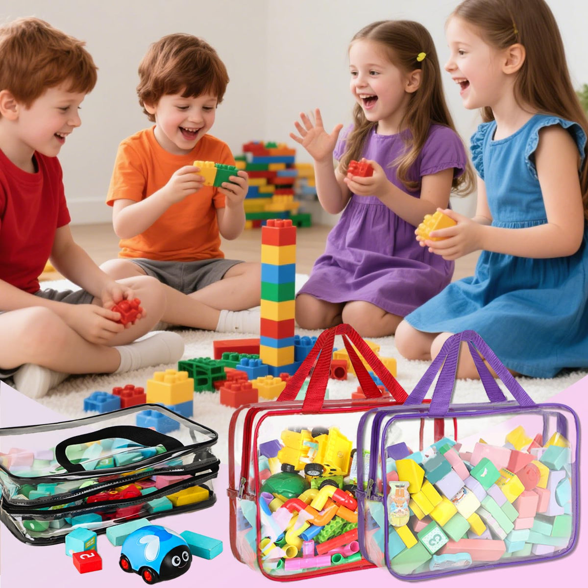 YELIENM flat, stackable toy bags saving space when empty