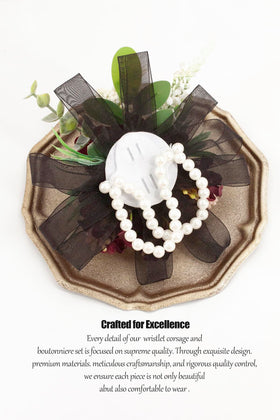 Yelinart boutonniere on lapel for elegant coordination