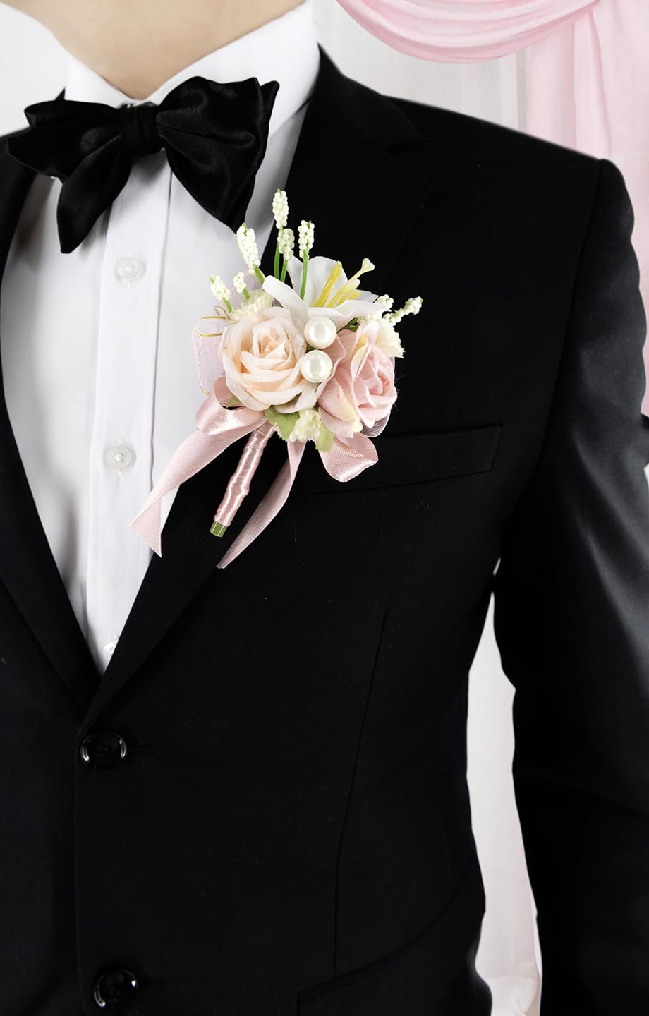 Yelinart prom and wedding set includes one boutonniere and one wrist corsage