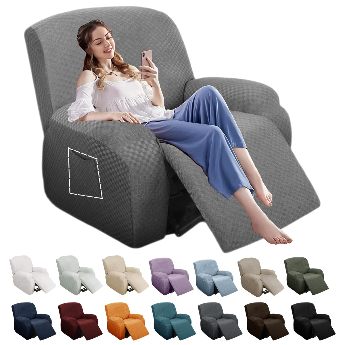 YEMYHOM 4-piece recliner cover fits most standard recliners securely.