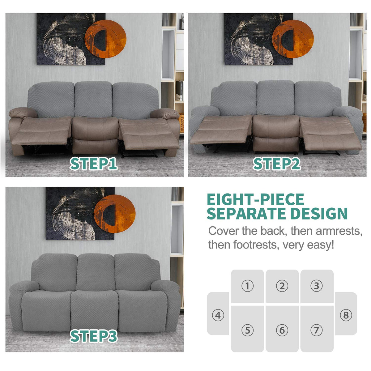 YEMYHOM easy-installation recliner cover in minutes while preserving aesthetics.