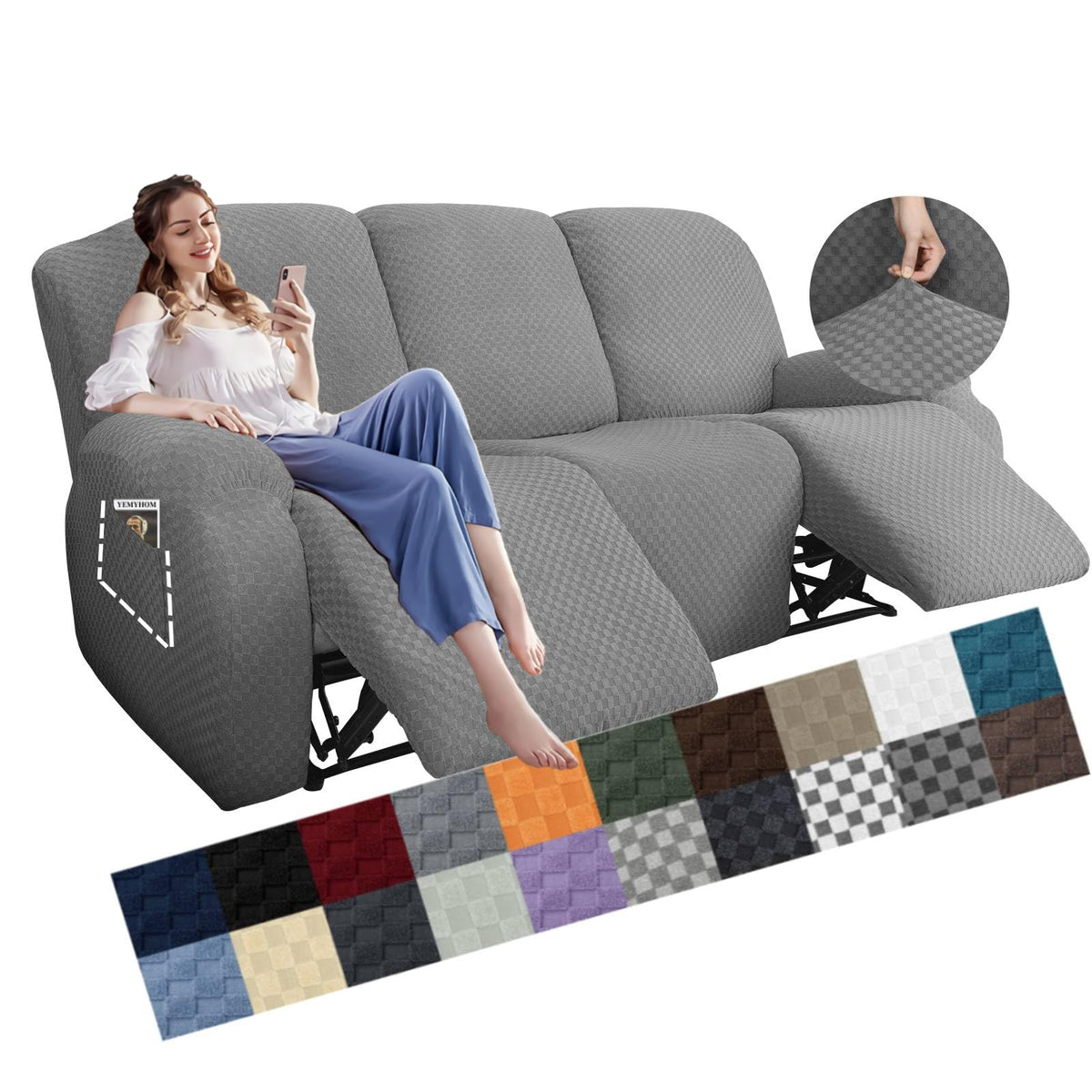 YEMYHOM machine-washable recliner cover for simple cleaning.