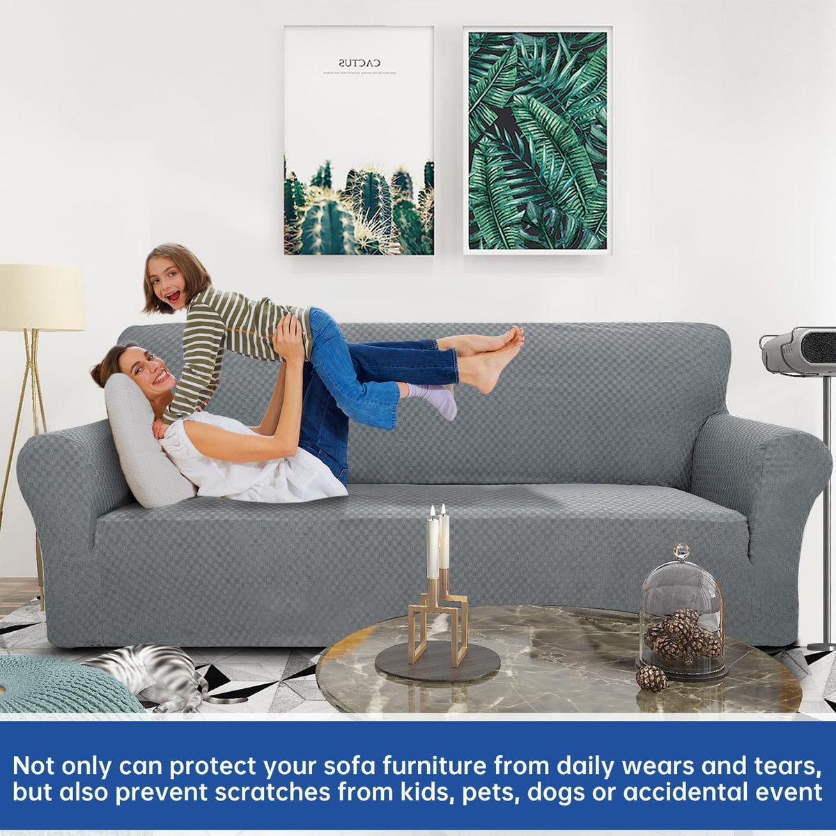 YEMYHOM slipcover includes anti-slip foam rods to stay in place