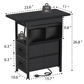Yenlure end table with USB ports and outlets enables simultaneous charging