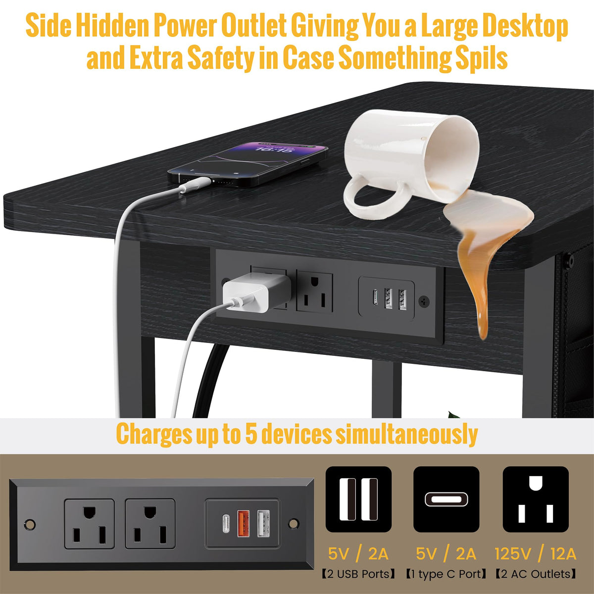 Yenlure narrow nightstand with storage pocket keeps remotes and tablets organized