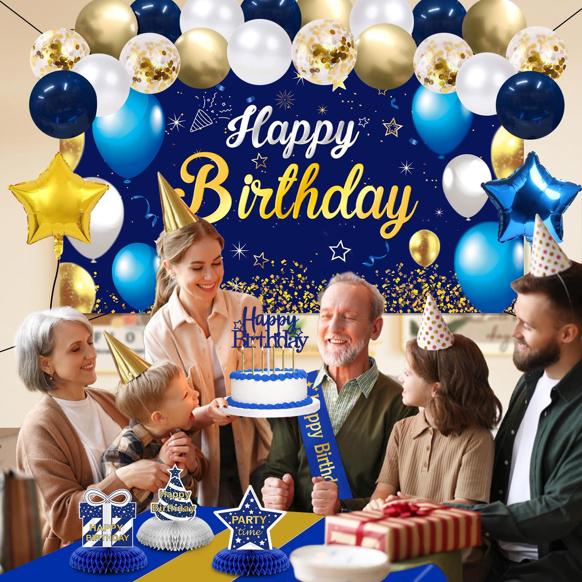 YeohJoy blue-gold balloon arch kit for photo-worthy moments