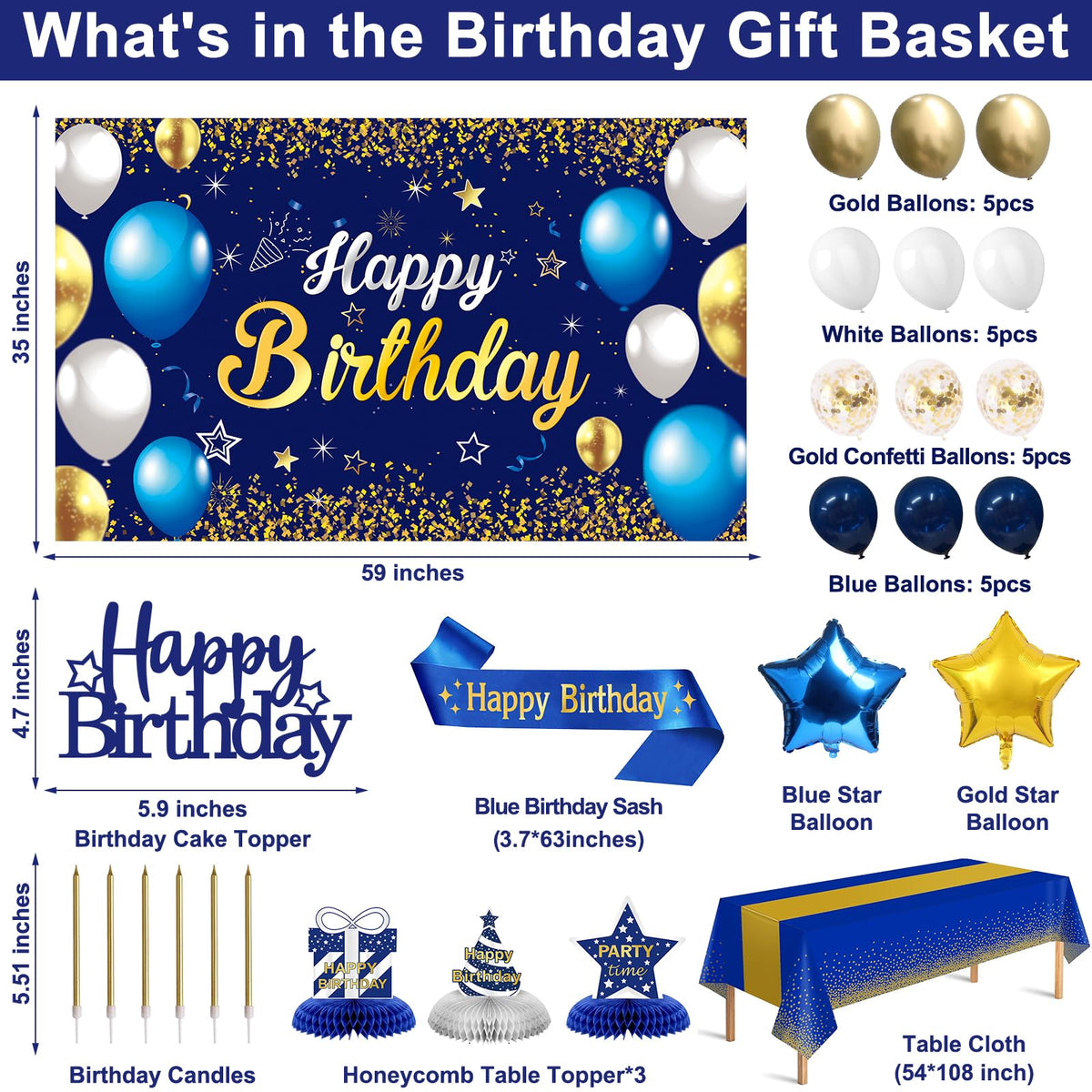 YeohJoy blue-gold tablecloth creates a striking party surface