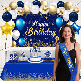 YeohJoy gold birthday candles complement blue and gold decor