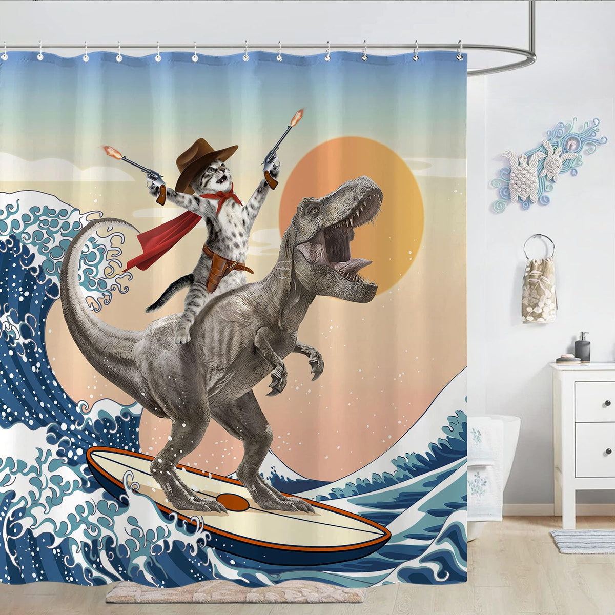 Yeoiat curtain with 12 hooks included for easy setup