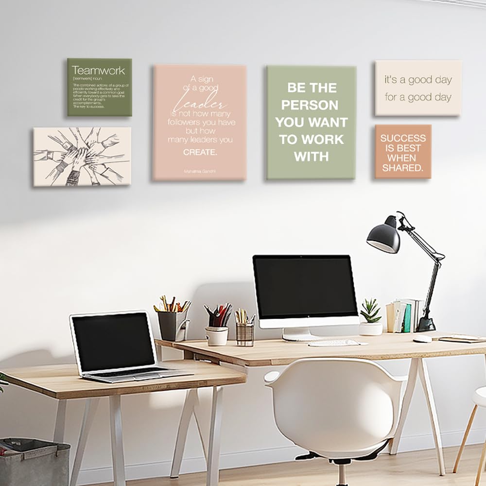 YEOION motivational wall art set with vivid colors boosts focus in meeting areas