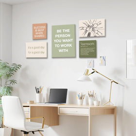YEOION six-piece wall art set creates a cohesive, engaging office atmosphere