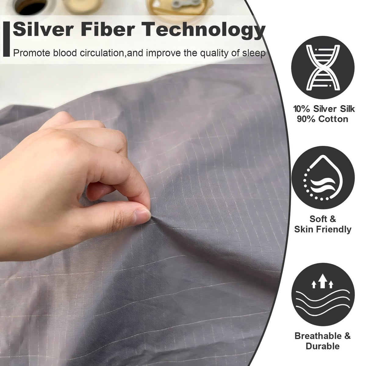 YEOUMIAR twin-fit grounding sheet fabric detail highlights durable cotton blend.