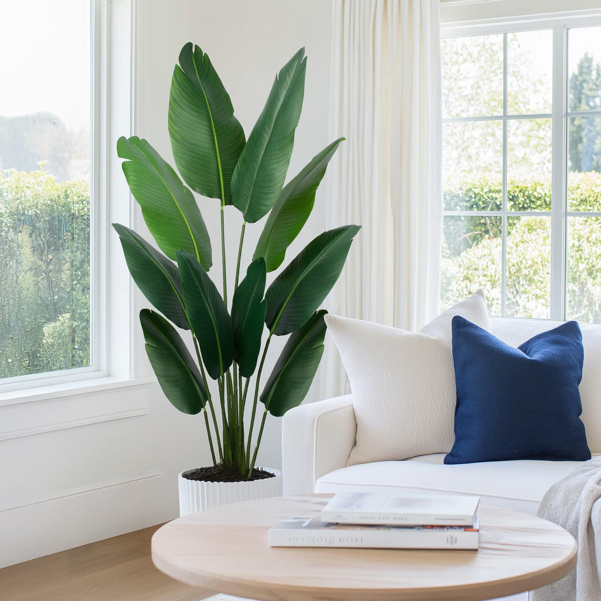 Yepdin Bird of Paradise artificial plant living room arrangement with lush leaves