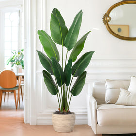 Yepdin Bird of Paradise artificial plant in plastic pot for easy setup
