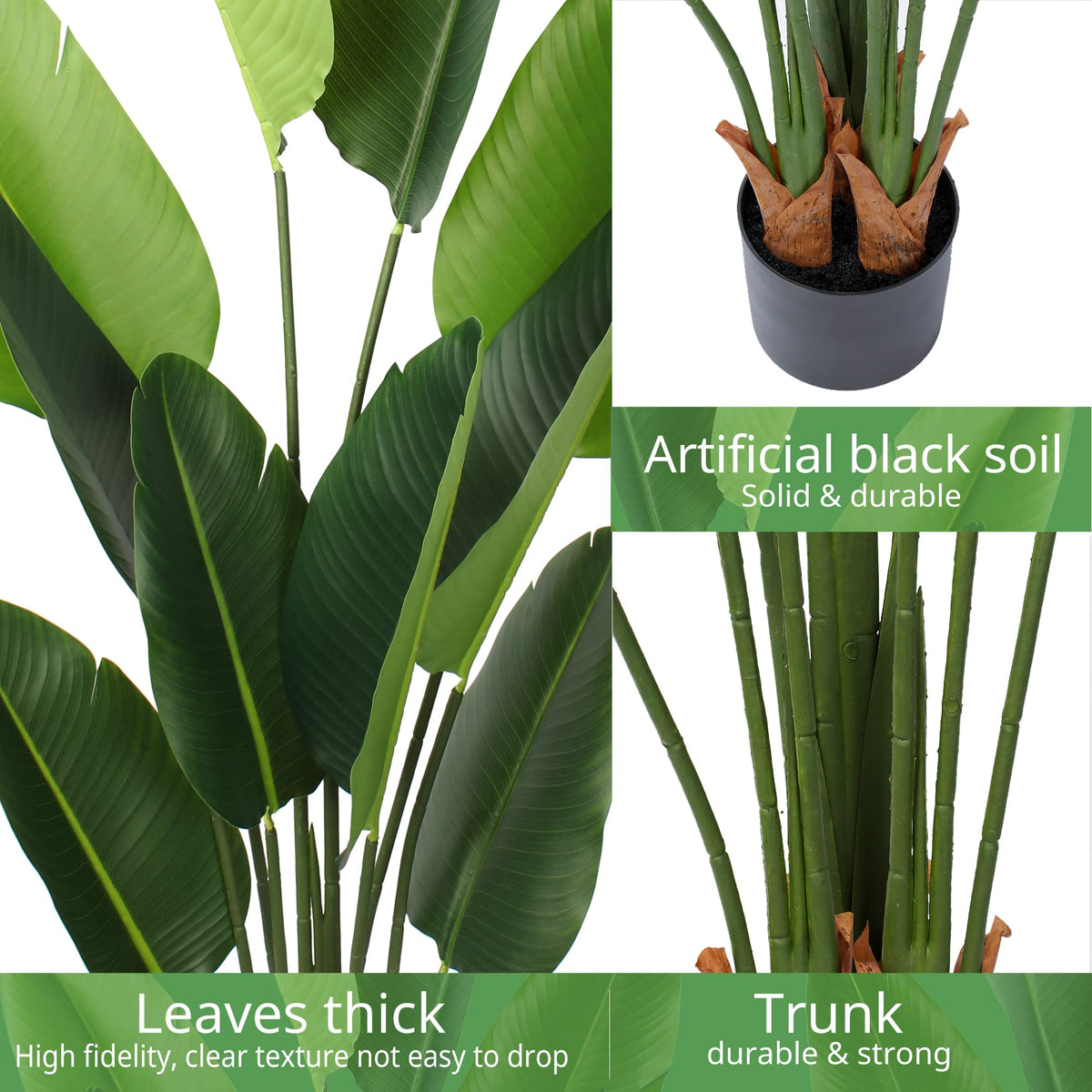 Yepdin Bird of Paradise artificial plant vibrant green leaves stay year-round