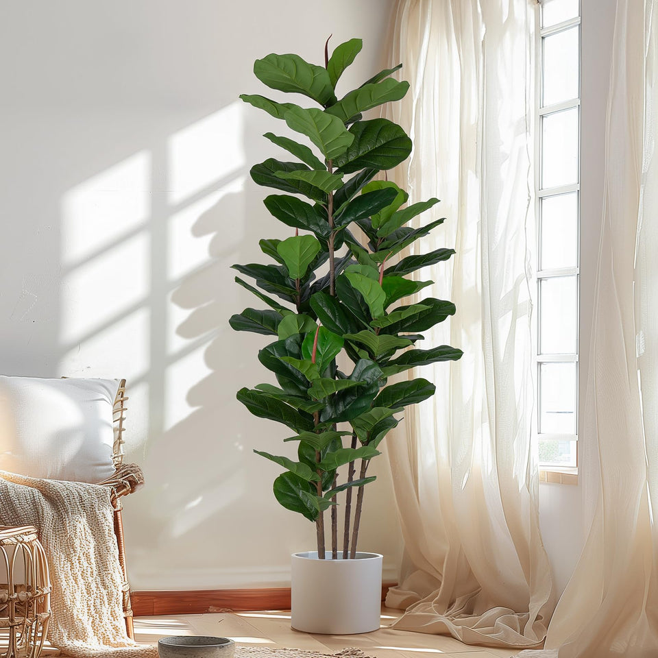 Yepdin faux fiddle leaf fig tree, 6 ft tall, lush year round decor.