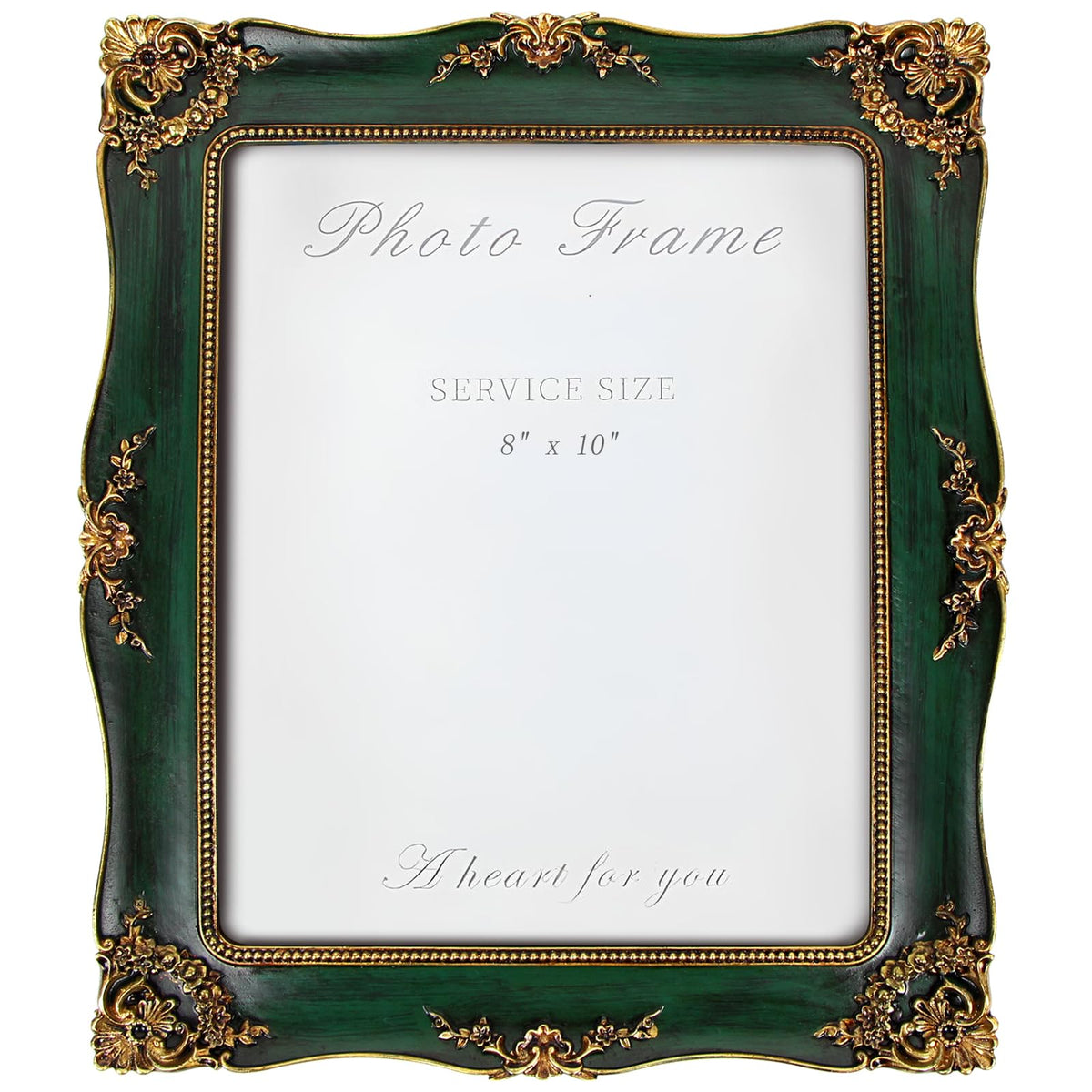 YEPOTUE Vintage Frame: green ornate front highlights timeless style for photos.