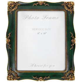 YEPOTUE Vintage Frame: green ornate front highlights timeless style for photos.