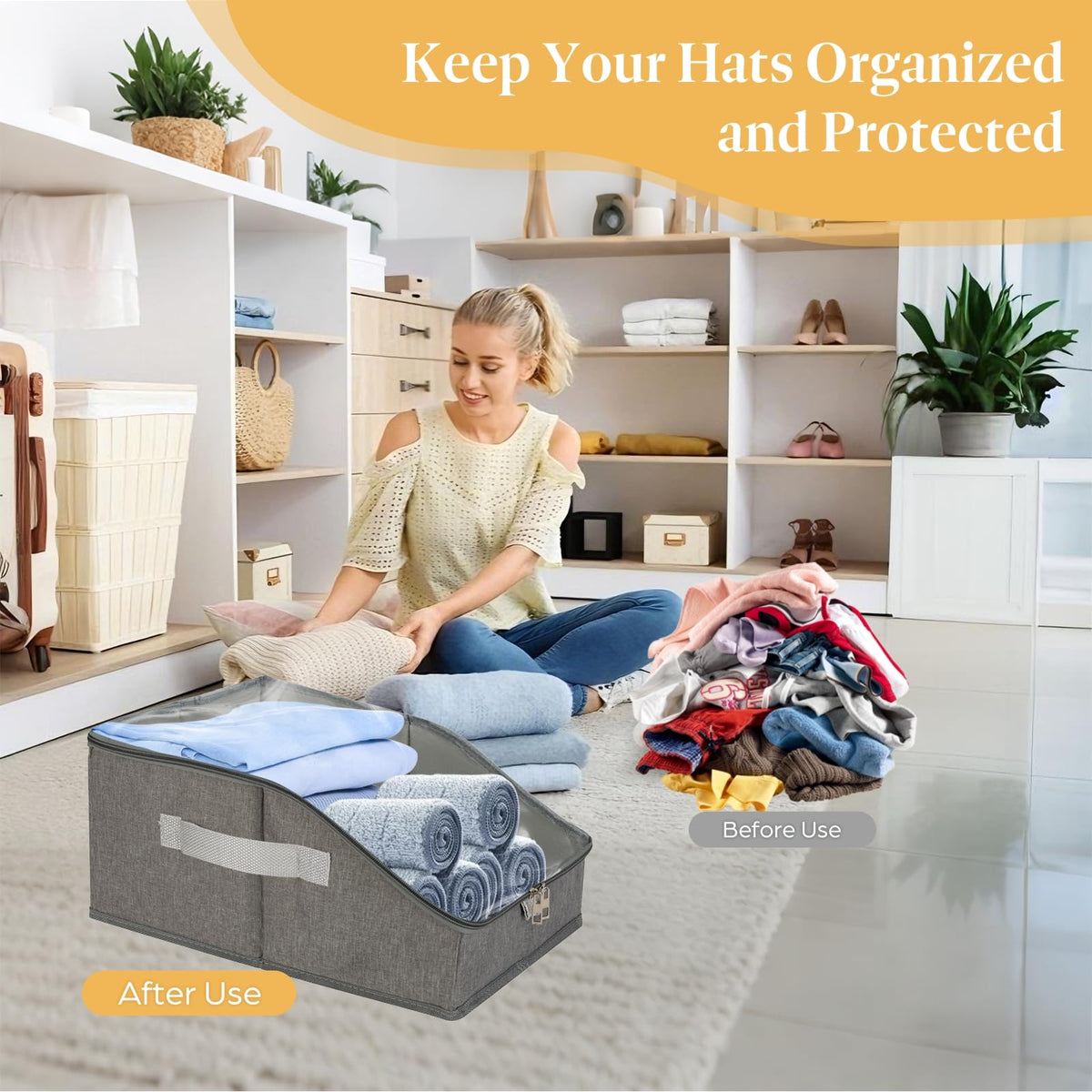 yeria stackable unit provides dust protection to keep caps clean.