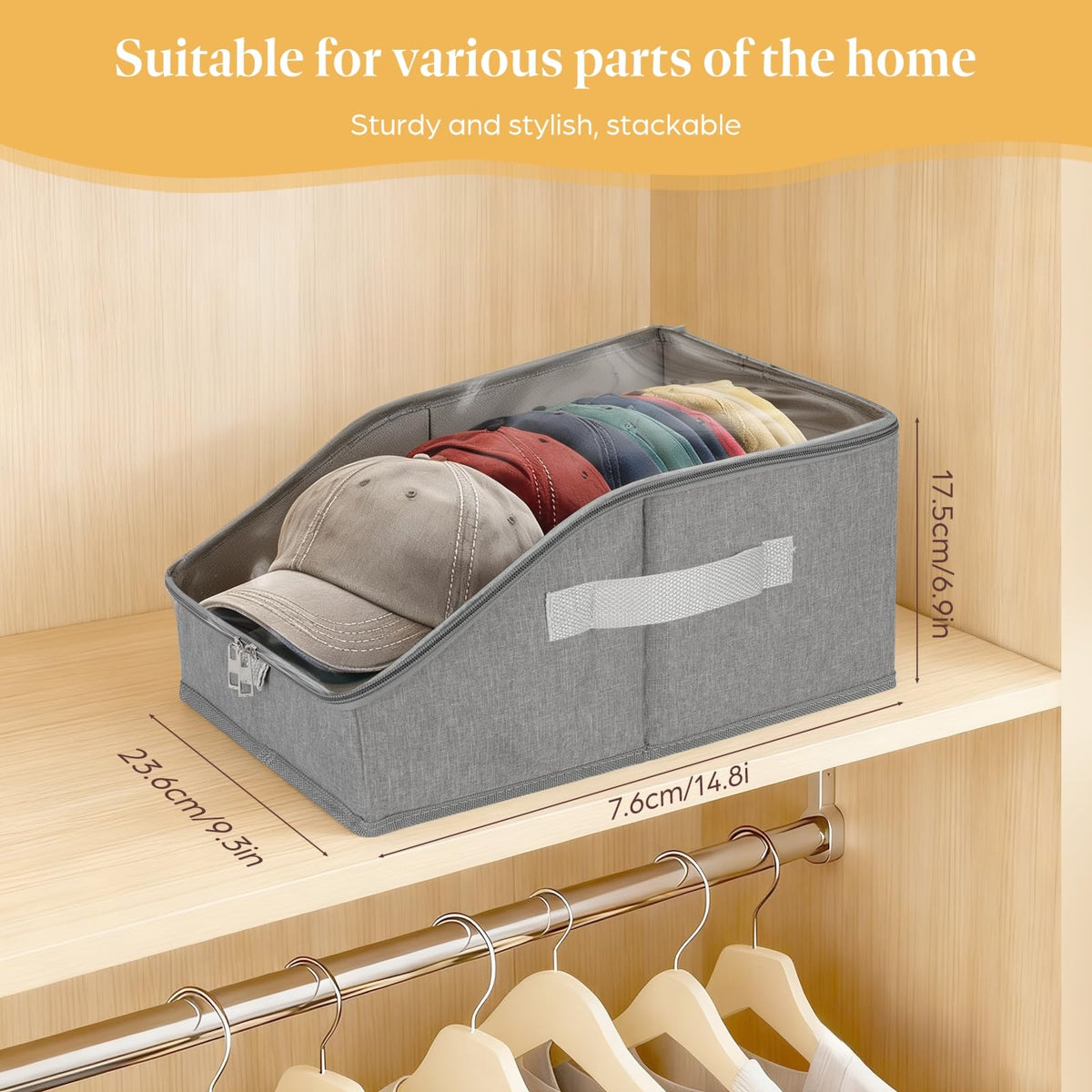 yeria multi-purpose storage holds hats, clothes, books, and accessories.