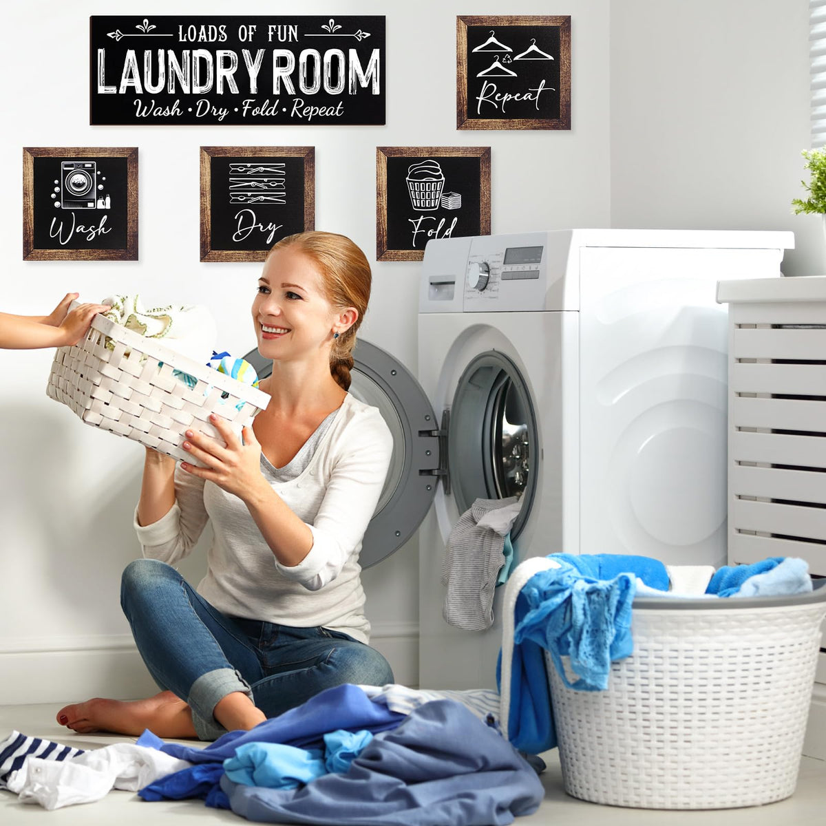 Yerliker black finish laundry sign display elevates farmhouse decor.
