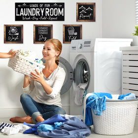 Yerliker black finish laundry sign display elevates farmhouse decor.