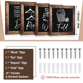 Yerliker mini fold sign brings rustic charm to a laundry corner.