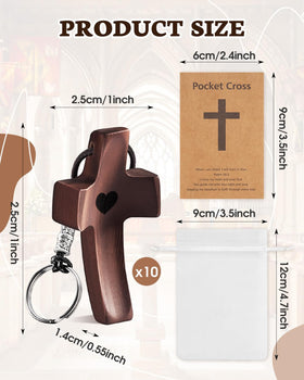 Yerose wooden cross keychain, portable stress-relief tool for daily wear.