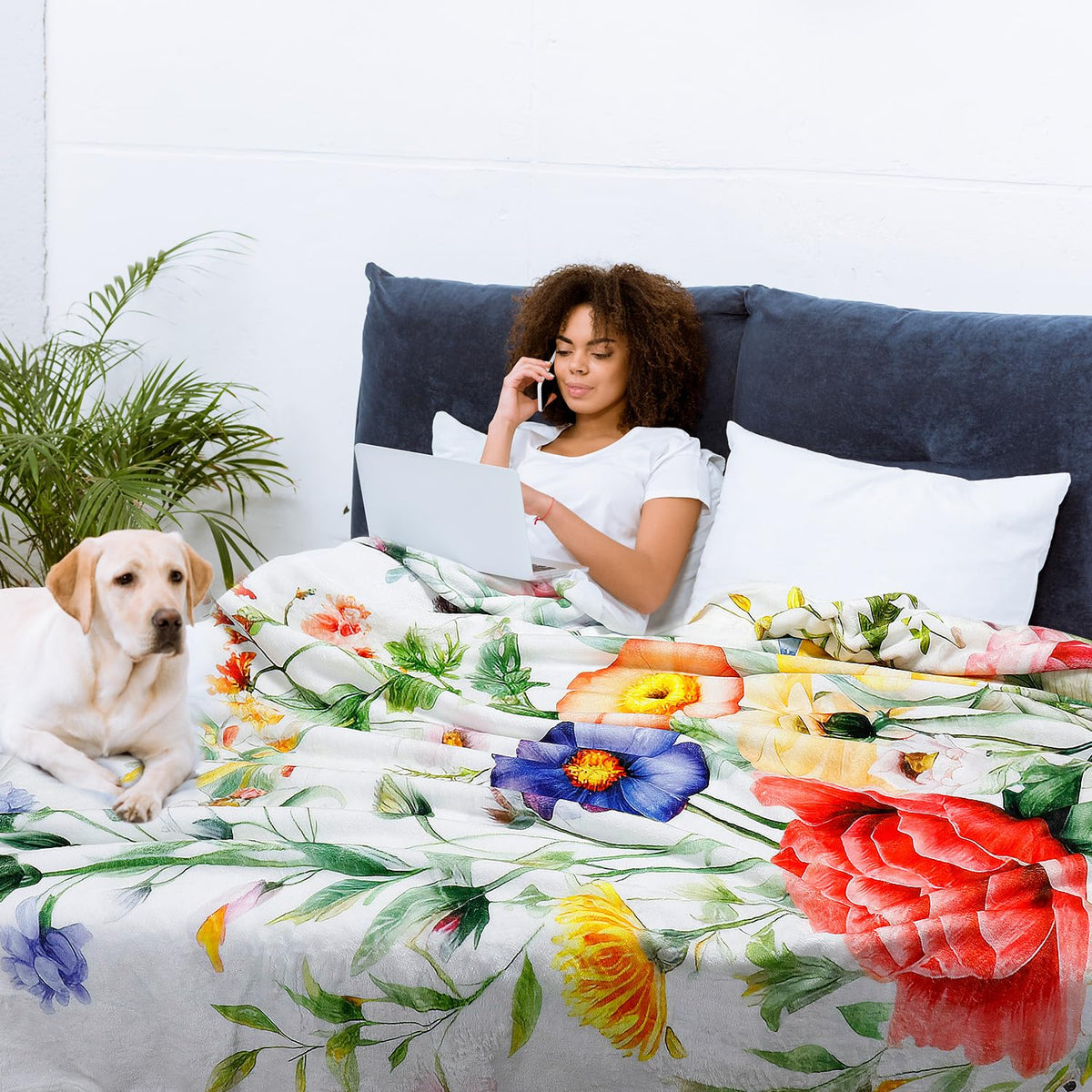 Yersion wildflowers blanket showcases soft microfiber for gentle skin feel