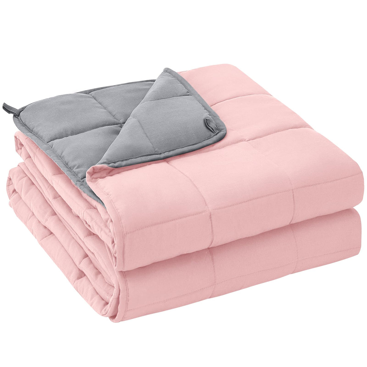 Yescool 20lbs weighted blanket pink grey, top view shows breathable fabric