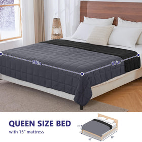 YesCool 80x87 gray and black weighted blanket offers ample coverage for couples.