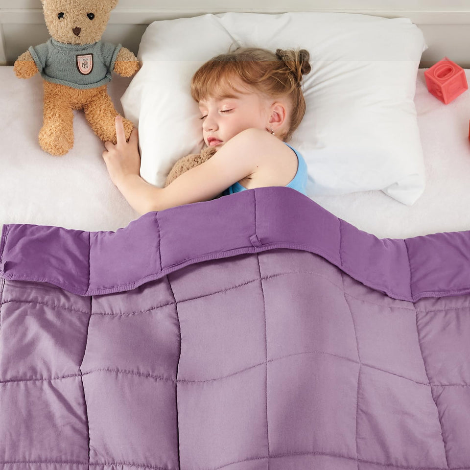 Yescool Purple Weighted Blanket close-up of beads for secure comfort