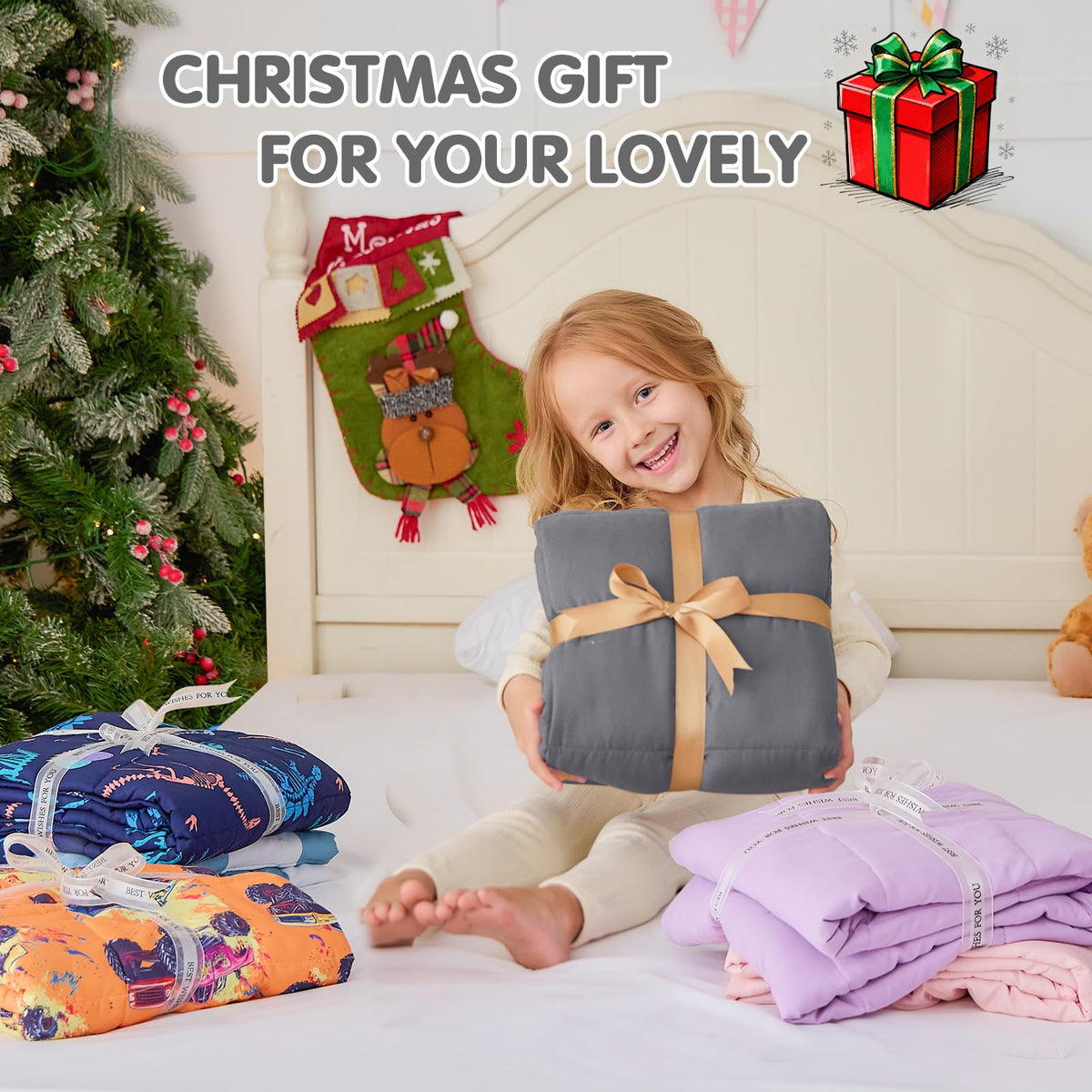 Yescool weighted blanket shown in travel setting for portable comfort