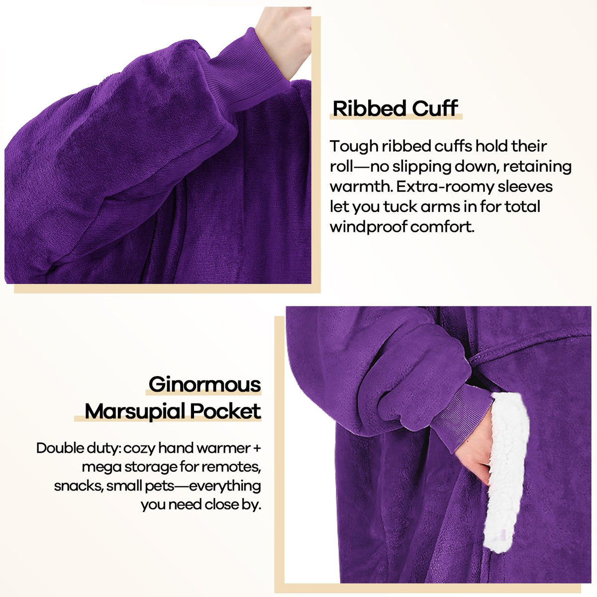 Yescool deep purple blanket hoodie in a relaxed home lounge setup