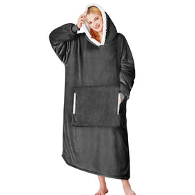 Yescool wearable blanket hoodie in grey for cozy warmth at home