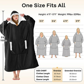 yescool wearable blanket hoodie showing pockets and hood for practical use.