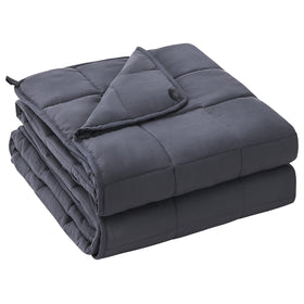 Yescool weighted blanket 12lb grey on bed for balanced warmth and calm sleep.