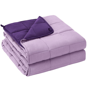 YesCool weighted blanket top view on 60x80 queen bed showing size and fit.