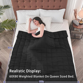 Yescool weighted blanket on bed showing top-of-mattress fit for night rest
