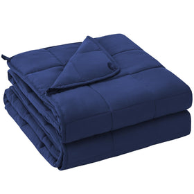 Yescool weighted blanket blue 60x80 on bed for restful sleep