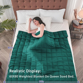 Yescool weighted blanket placed on mattress top for focused warmth.